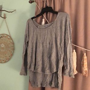High- low grey waffle top